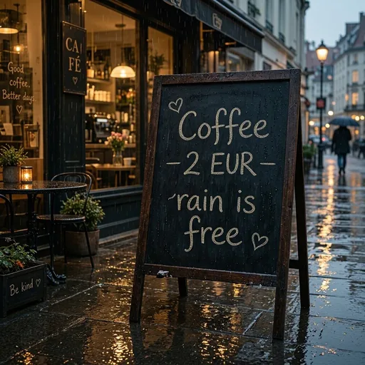 MAI-Image 2.6 Flash drew a cafe chalkboard reading "Coffee 2 EUR"