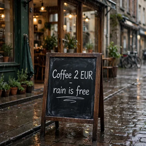 Muse Image drew a cafe chalkboard reading "Coffee 2 EUR"
