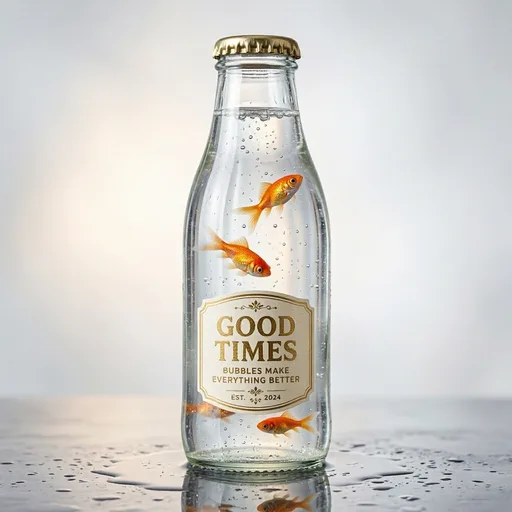 MAI-Image 2.6 Flash drew a goldfish in a soda bottle