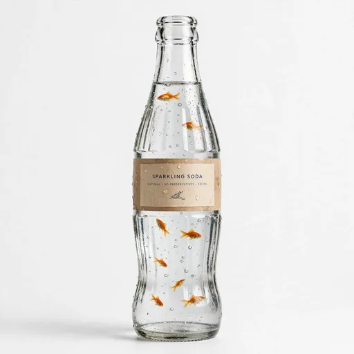 Muse Image drew a goldfish in a soda bottle